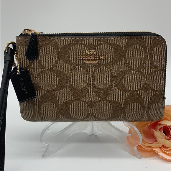 COACH Double Zip Wallet In Signature Canvas - Picture 2 of 8